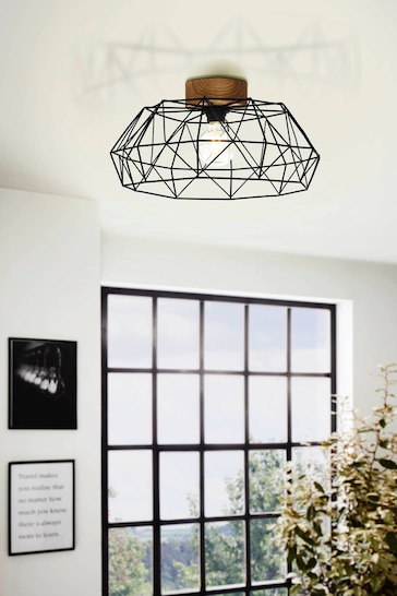 Eglo Black Padstow 1 Light Industrial Ceiling Light