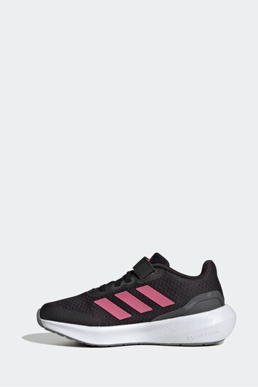 adidas Black/Pink Sportswear Runfalcon 3.0 Elastic Lace Top Strap Trainers