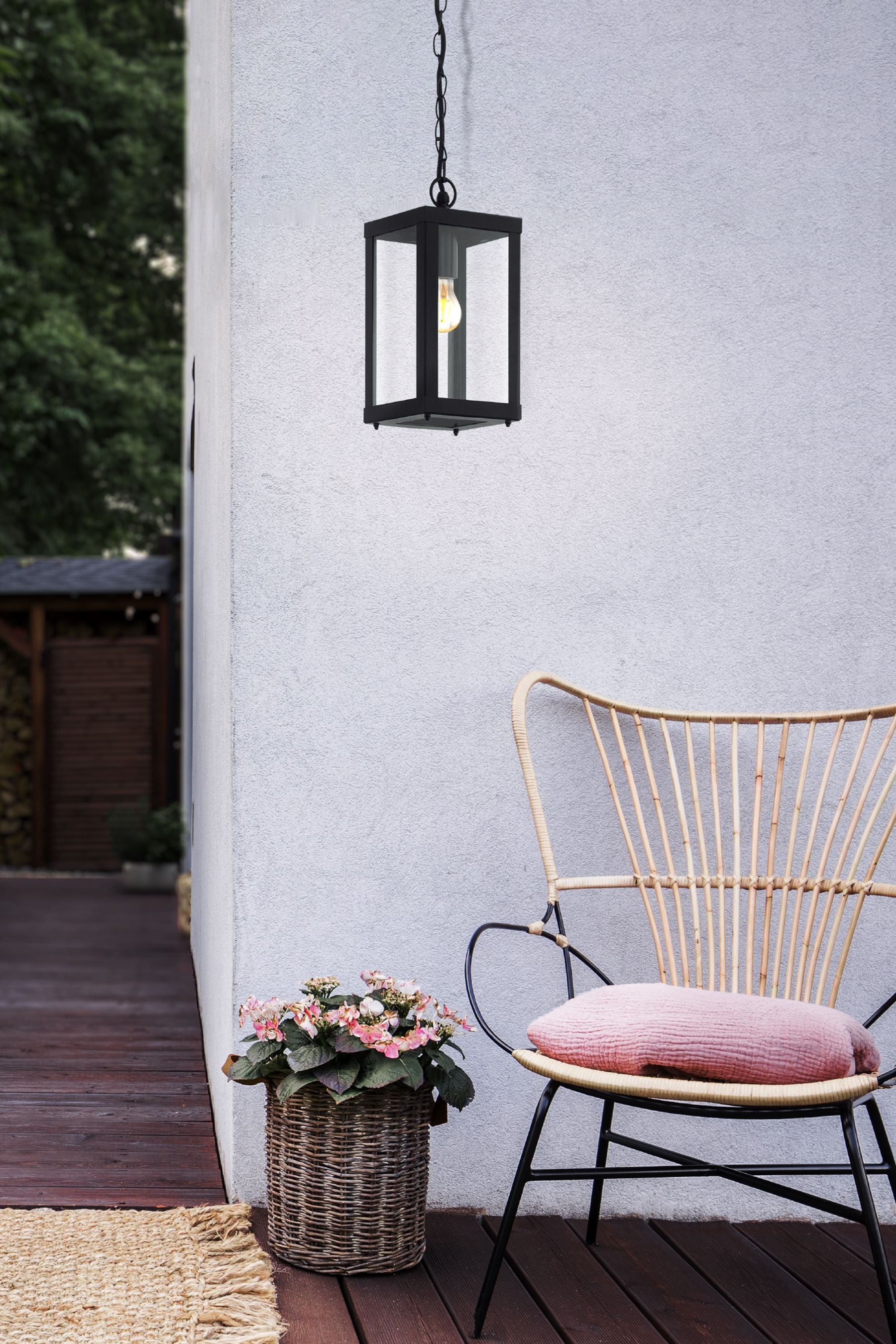 Eglo Black Alamonte Caged Outdoor Pendant Light