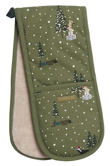 Sophie Allport Green Festive Forest Double Oven Glove