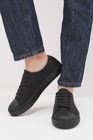 Black Forever Comfort® Baseball Canvas Trainers