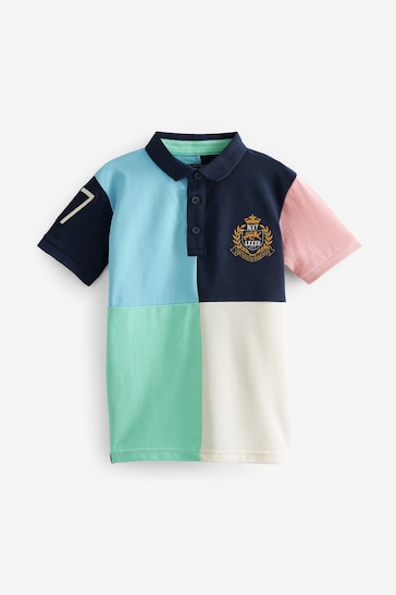 Pastel Harlequin Short Sleeve Colourblock Polo Shirt (3-16yrs)
