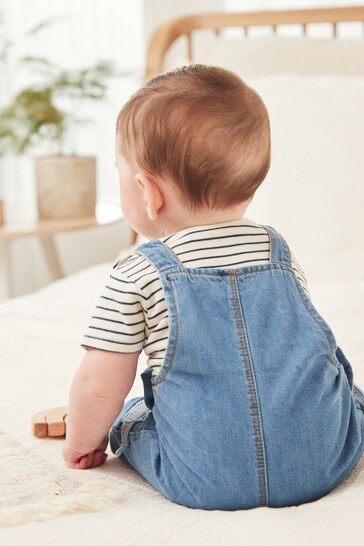 Blue 2 Piece Baby Denim Dungarees And Bodysuit Set (0mths-2yrs)
