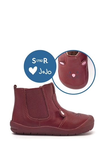 Start Rite x JoJo Friend Red Leather Zip Up Boots
