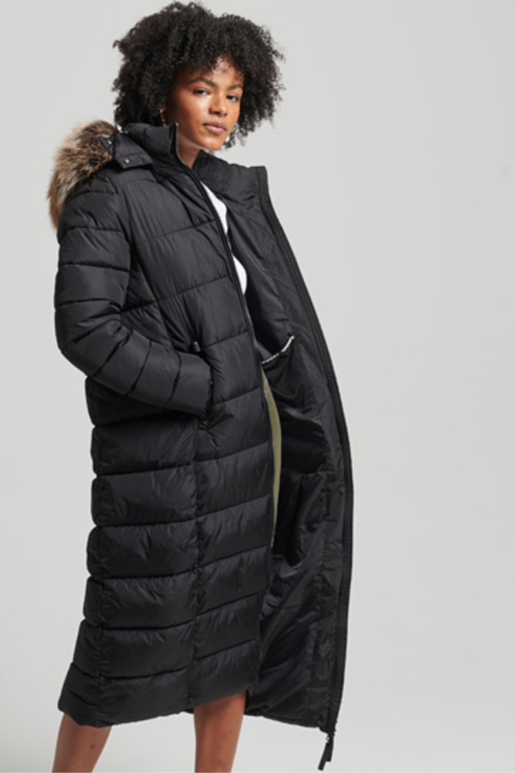 luxe longline puffer jacket superdry