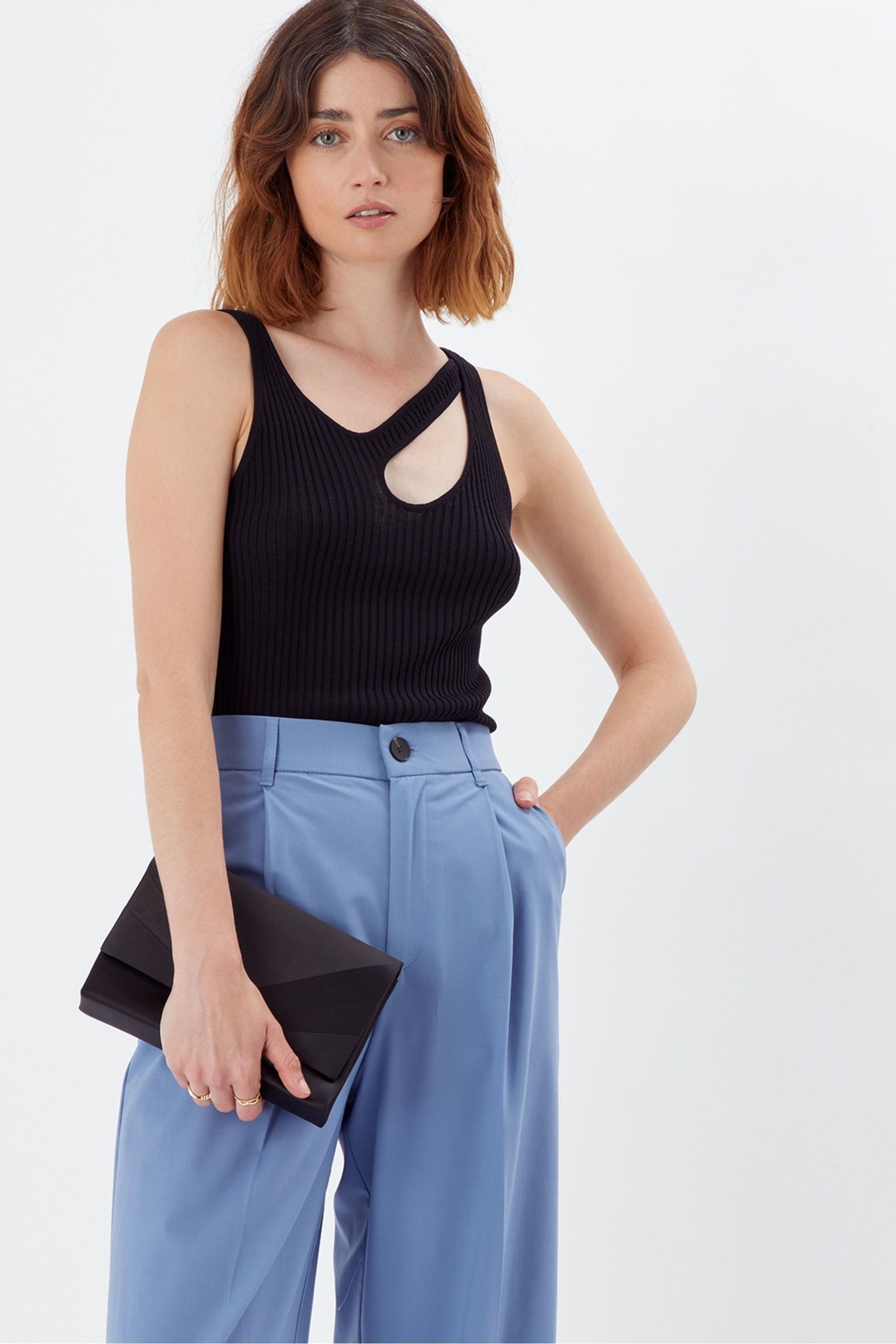 Accessorize Black Satin Fold Over Clutch Bag