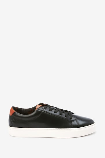 Joules Black Leather Trainers