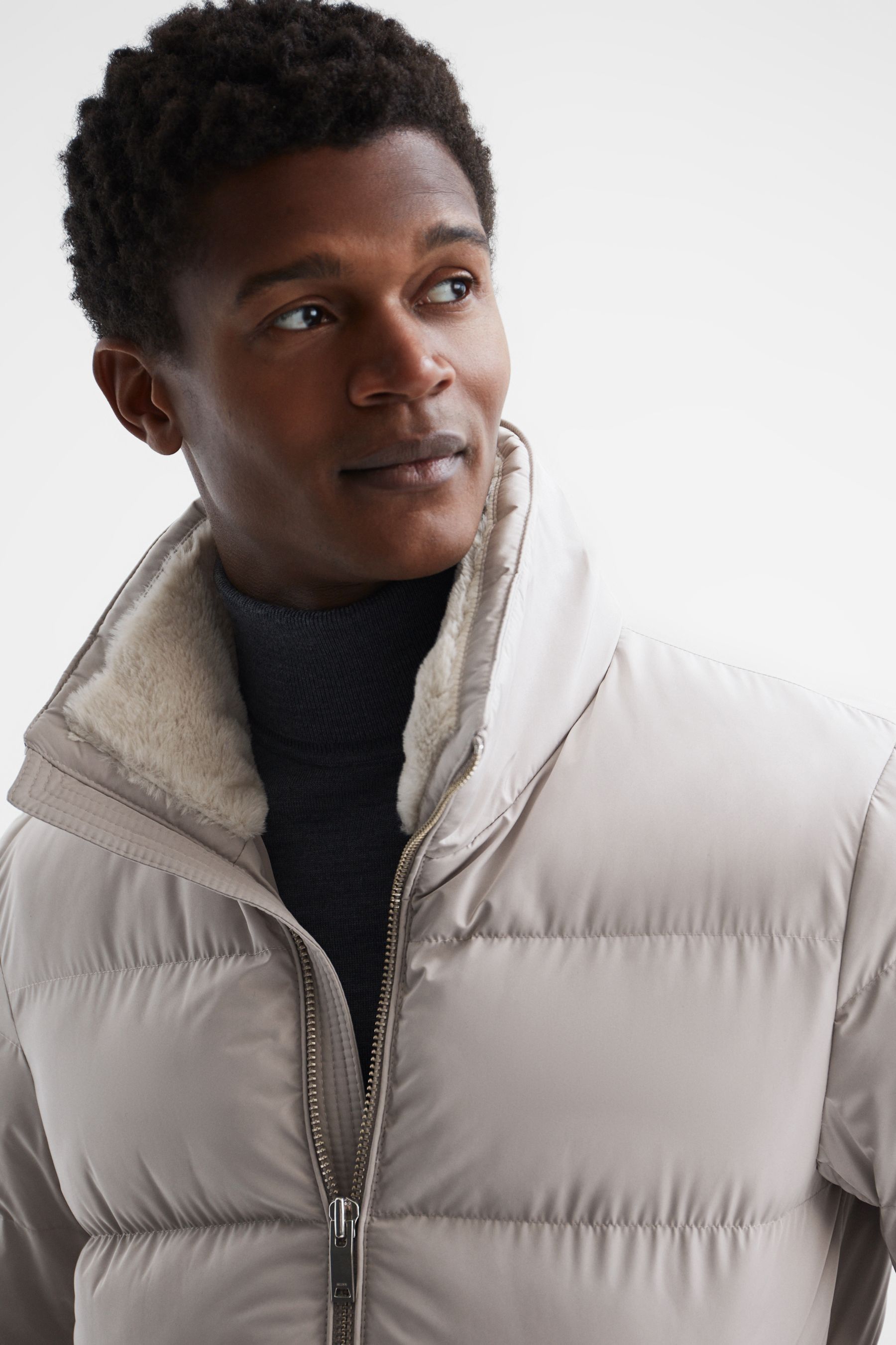 Buy Reiss Stone Frost Faux Fur Trim Puffer Jacket from the Next UK online shop
