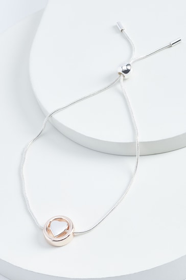 Rose Gold Tone/Silver Tone Heart Pully Bracelet