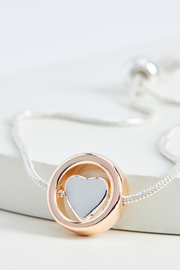 Rose Gold Tone/Silver Tone Heart Pully Bracelet