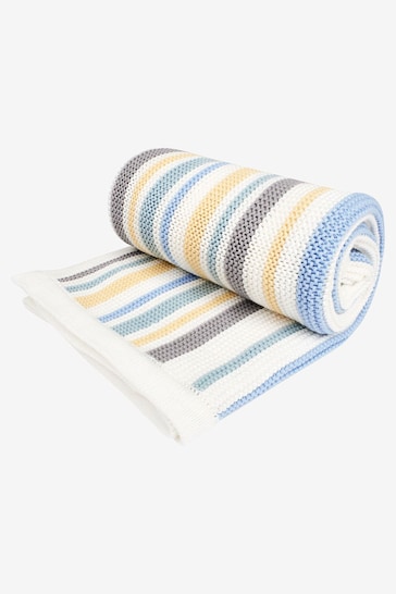 JoJo Maman Bébé Pastel Multi Chunky Knitted Stripe Blanket