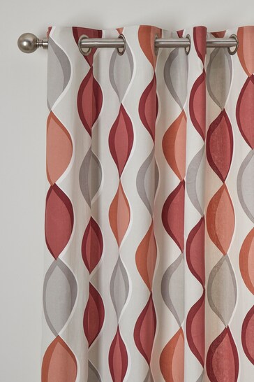 Fusion Red Lennox Ogee Eyelet Curtains