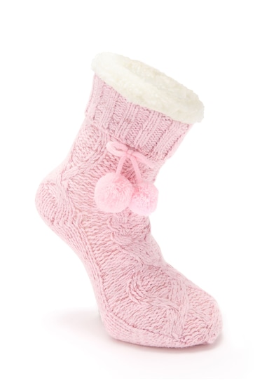 Pour Moi Pink Cosy Cable Knit Socks