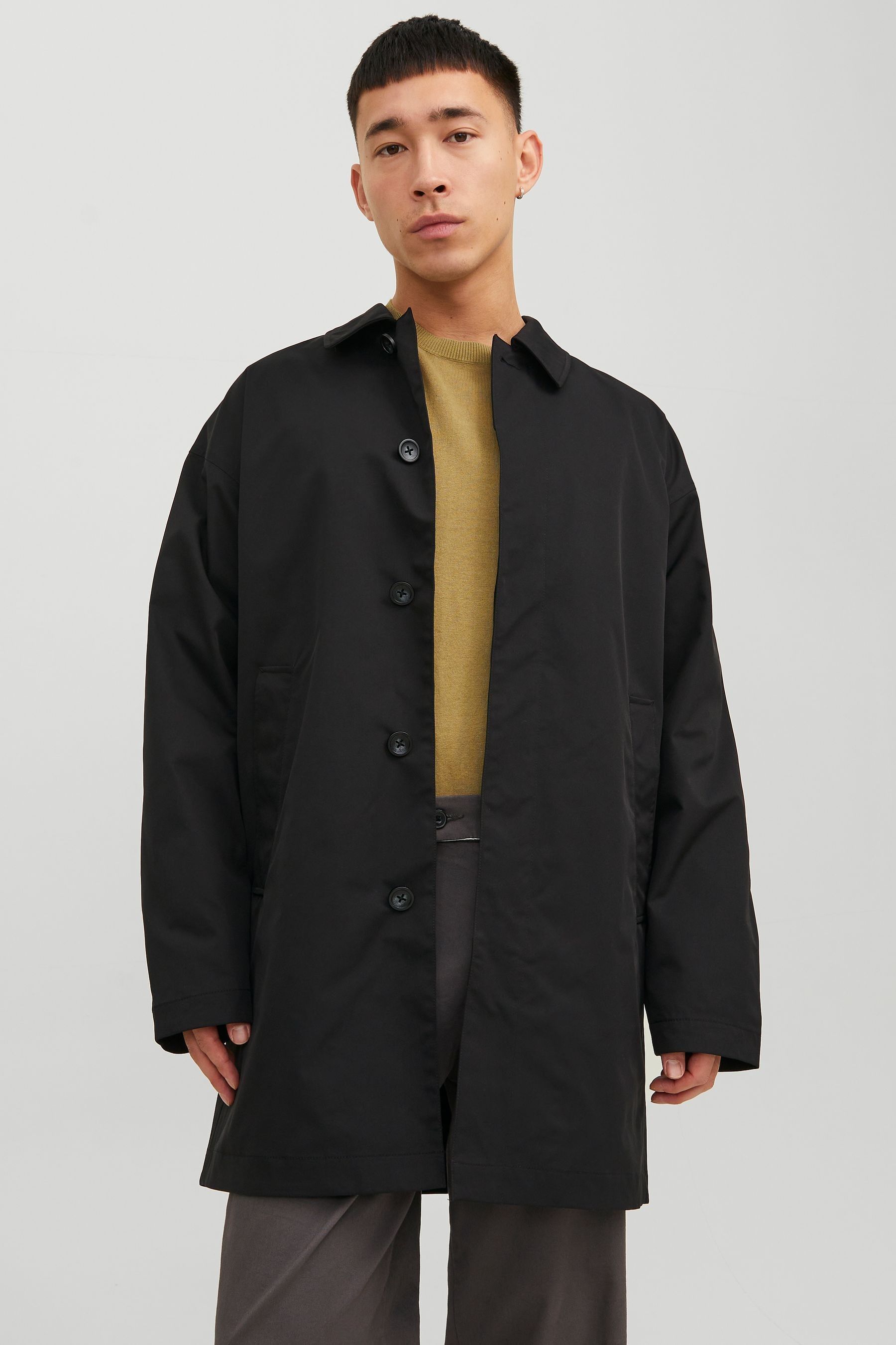 JACK JONES Black Smart Mac Coat