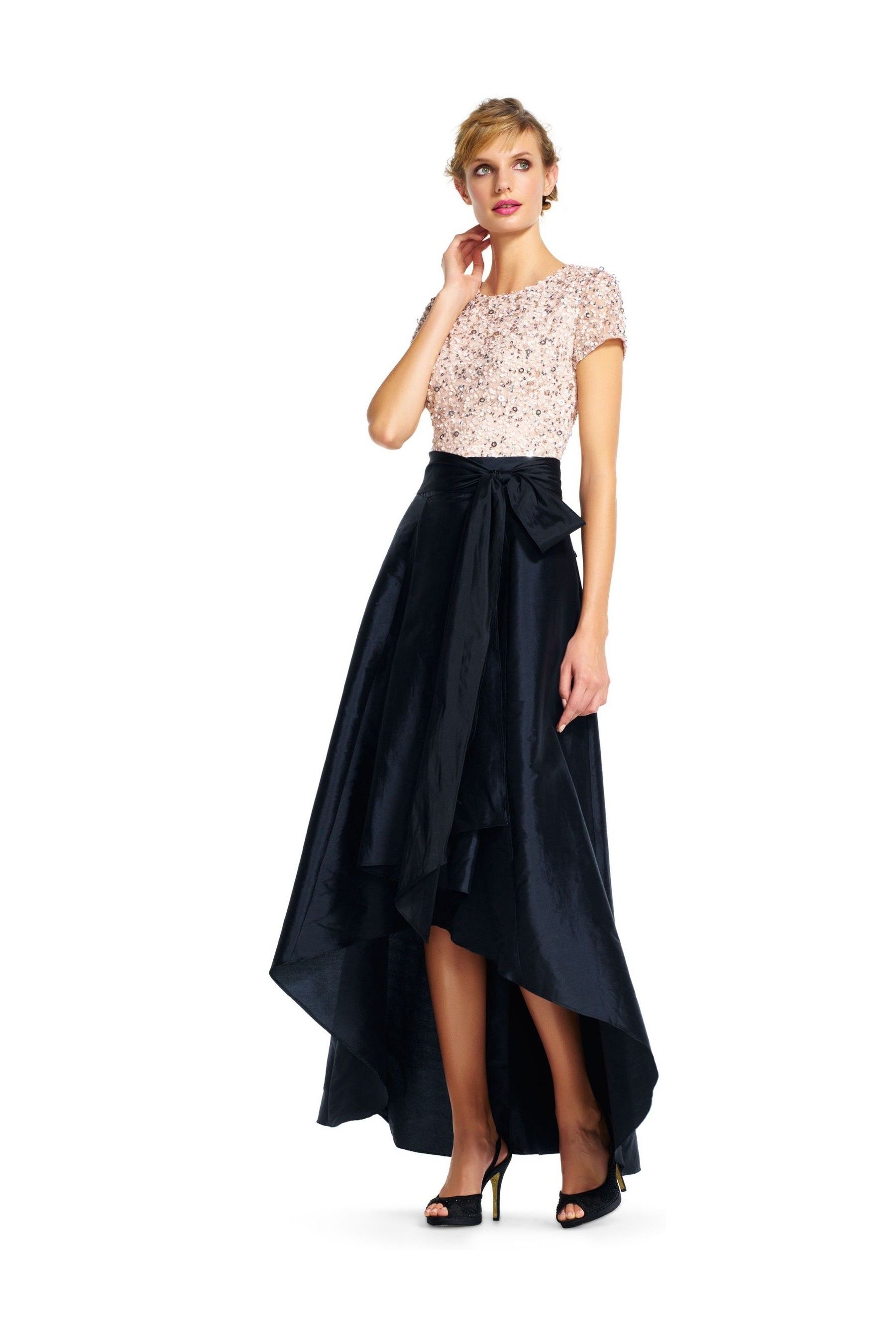 Adrianna Papell High Low Ball Black Skirt