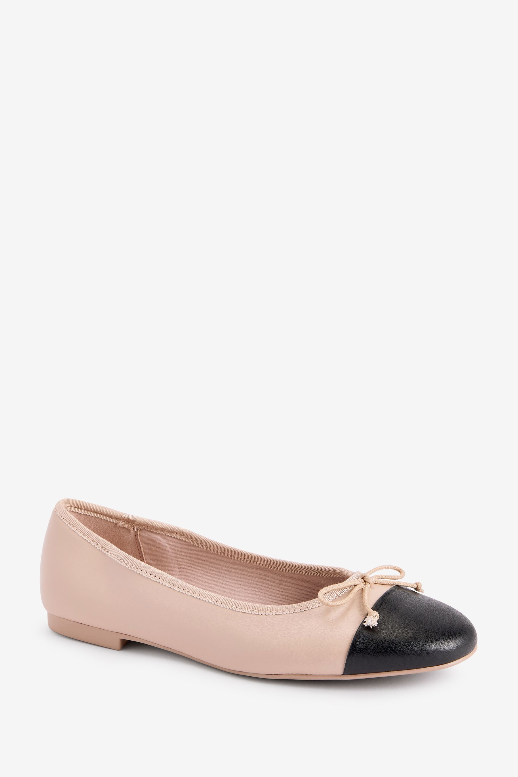 Buy Nude Cream Black Toe Cap Regular Wide Fit Forever Comfort