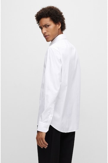 BOSS White Regular Fit Poplin Easy Iron Long Sleeve Shirt