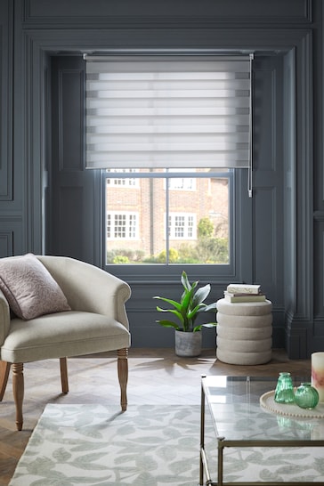 Grey Ready Made Woven Day And Night Zebra Roller Blinds