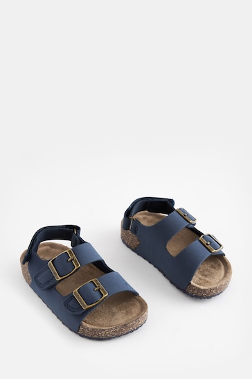 Navy Standard Fit (F) Double Buckle Cushioned Footbed Sandals