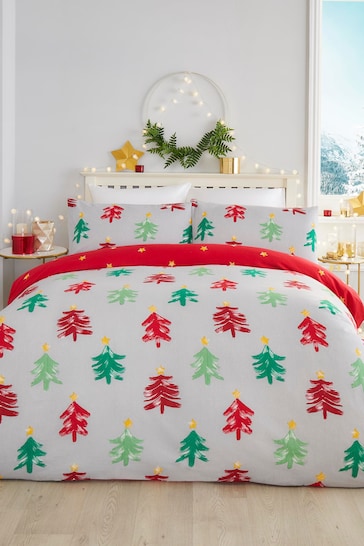 Fusion Grey Festive Trees Duvet Cover and Pillowcase Set