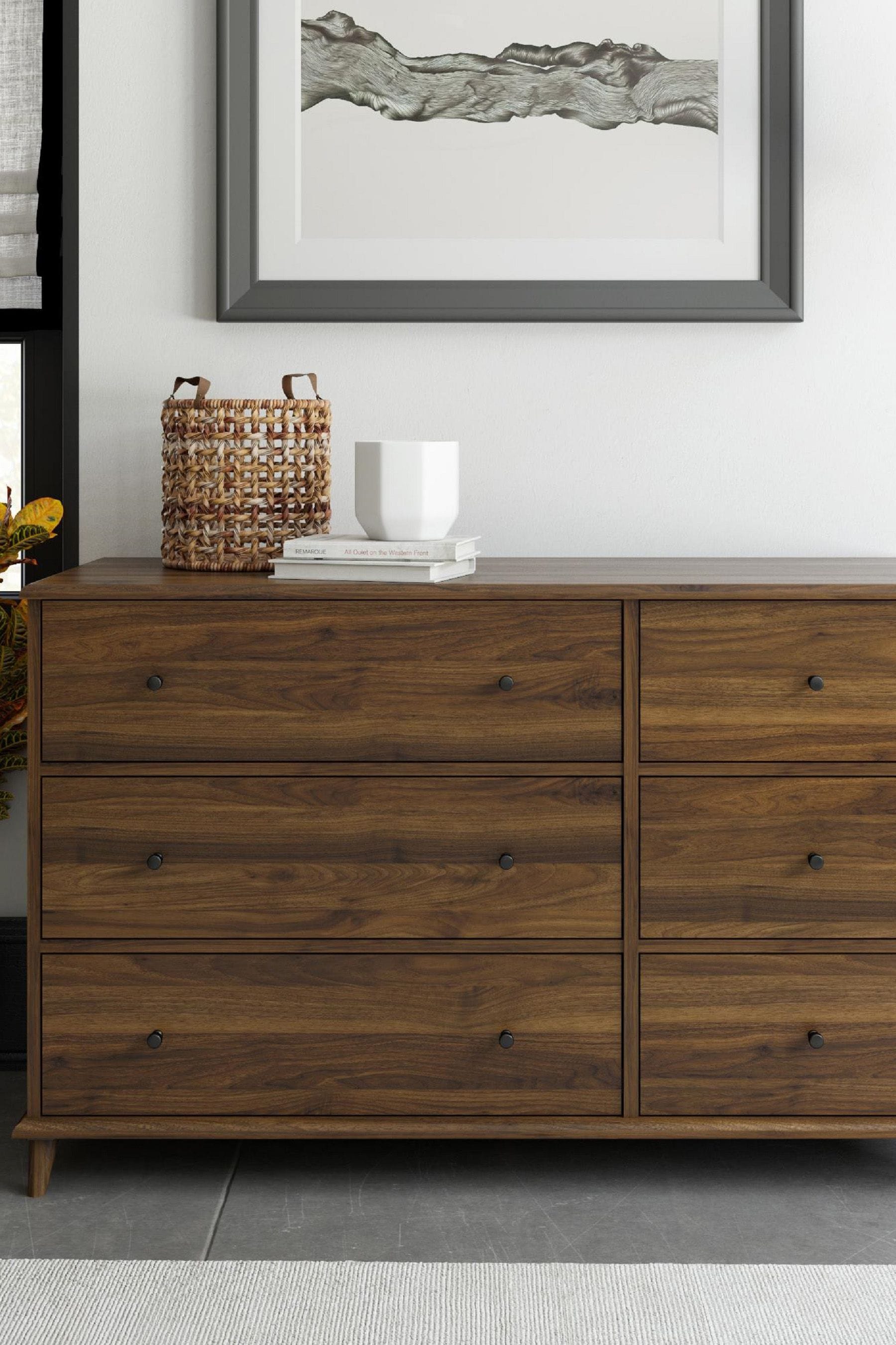 Walnut dresser 6 shop drawer
