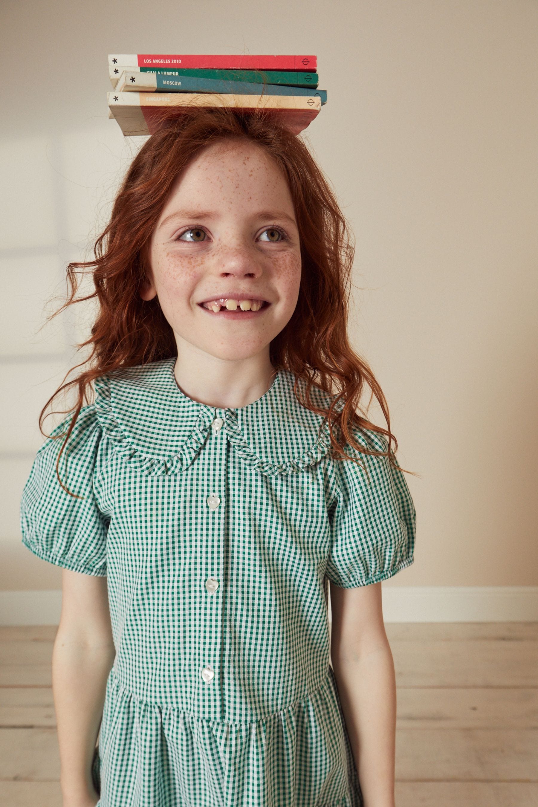 Green gingham top school dress