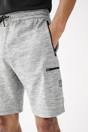 Grey Fleece Cargo Shorts