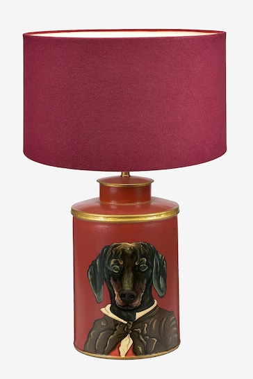 Pacific Red Dachshund Hand Painted Metal Table Lamp