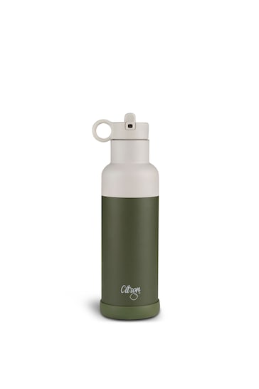Citron Insulated Water Bottle with Extra Lid 500ml Olive Green