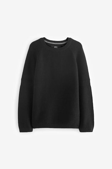 Black Without Stag Textured Crew Jumper (3-16yrs)