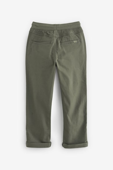 Khaki Green Regular Fit Rib Waist Pull-On Trousers (3-16yrs)