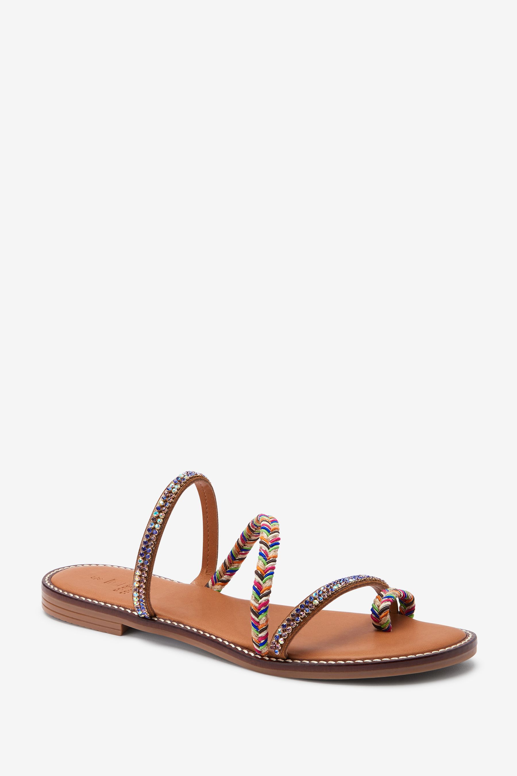 Multi coloured hotsell flat sandals uk
