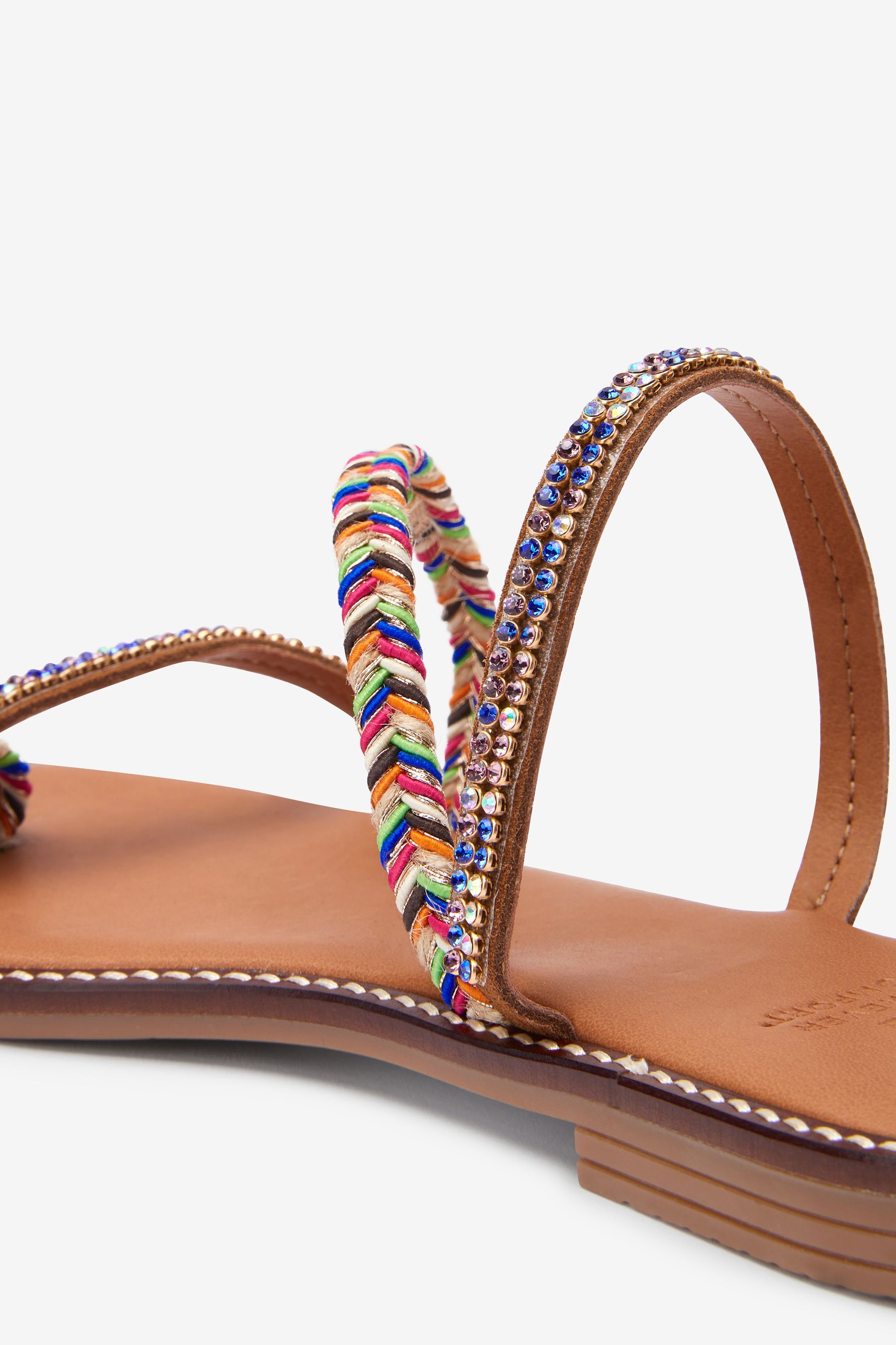 Buy Multicolour Forever Comfort Jewelled Strappy Flat Sandals