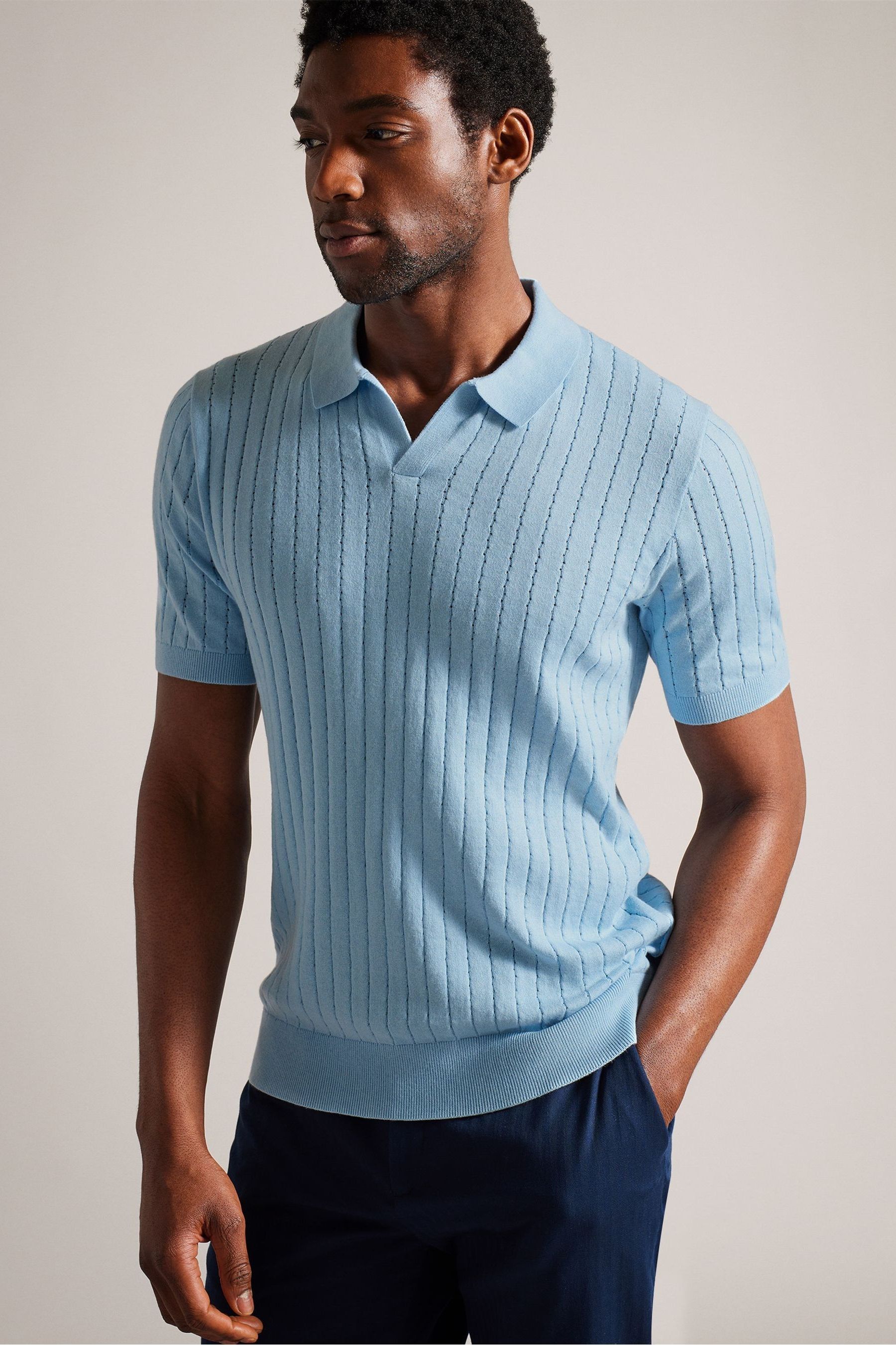 Light blue 2025 striped polo dress