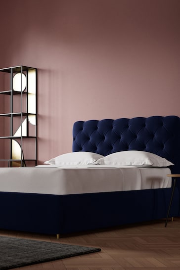 Swoon Easy Velvet Ink Blue Burbage Divan Bed