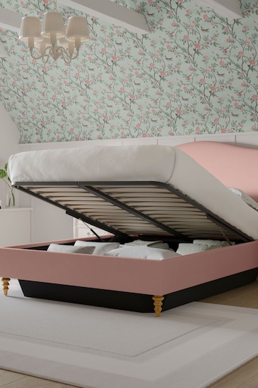 Laura Ashley Velvet Dark Blush Ansley Ottoman Storage Bed Bed