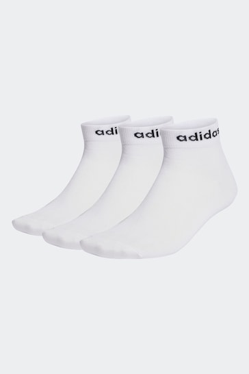 adidas White Think Linear Ankle Socks 3 Pairs