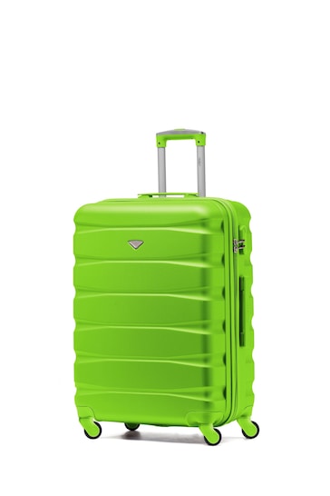 Flight Knight Green Medium Hardcase Lightweight Check In Suitcase With 4 Wheels