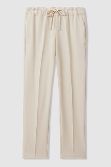 Reiss Cream Hailey Tapered Pull On Trousers