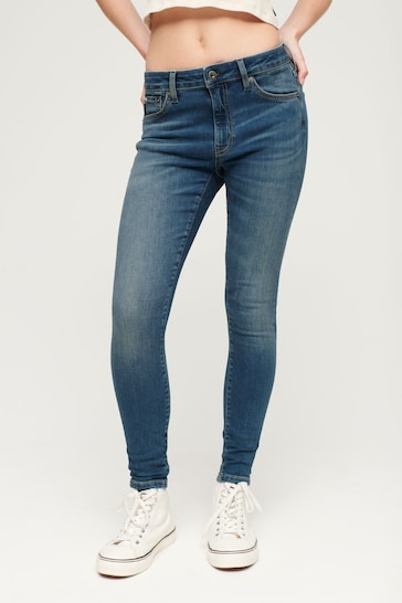 Superdry Dark Blue Cotton Vintage Low Rise Slim Flare Jeans
