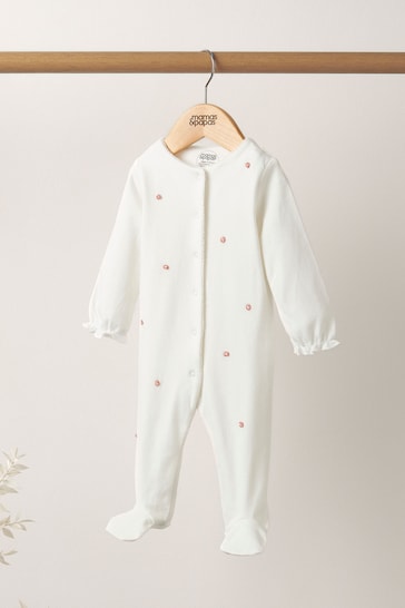 Mamas & Papas White Embroidered Flower All-In-One