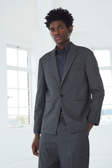 Grey EDIT Oversized Check Suit Jacket