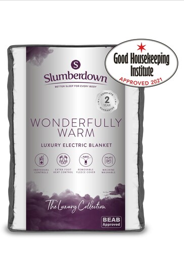 Slumberdown Wonderfully Warm 9 Heat Setting Electric White Blanket