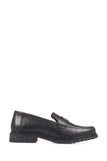 Pavers Smart Leather Black Penny Loafers