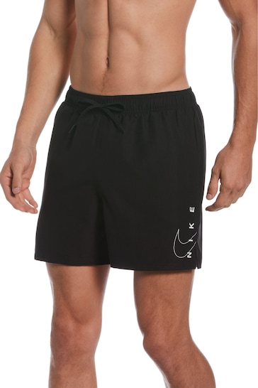 Nike Black Split Logo 5 Inch Volley Swim Shorts