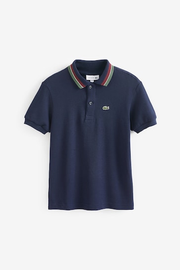 Lacoste Tri-Colour Tipped Collar Pique Polo Shirt