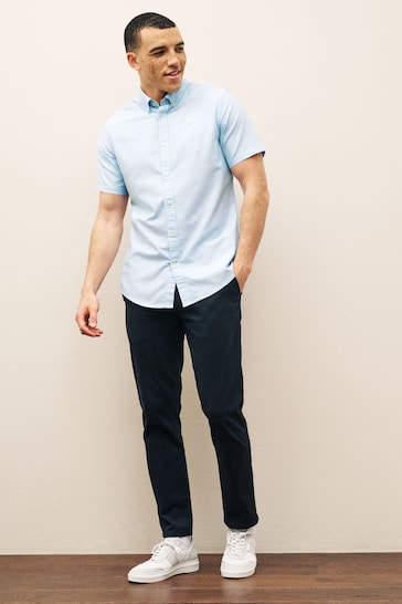 Barbour® Sky Blue Oxtown Classic Short Sleeve Oxford Cotton Shirt