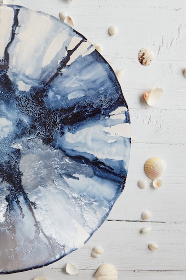 Anton Studio Designs Blue/Grey 40cm Blue Abstract Bowl