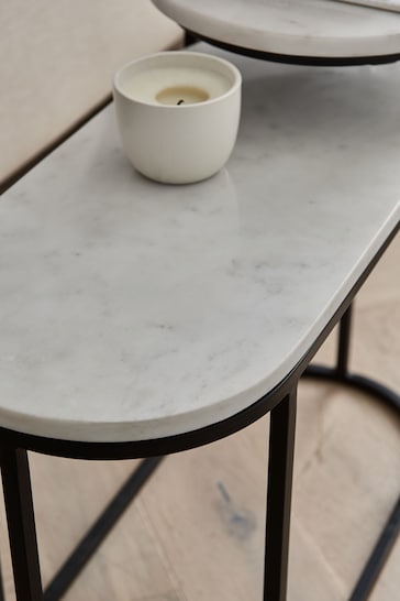 White Marble Sofa Side Table