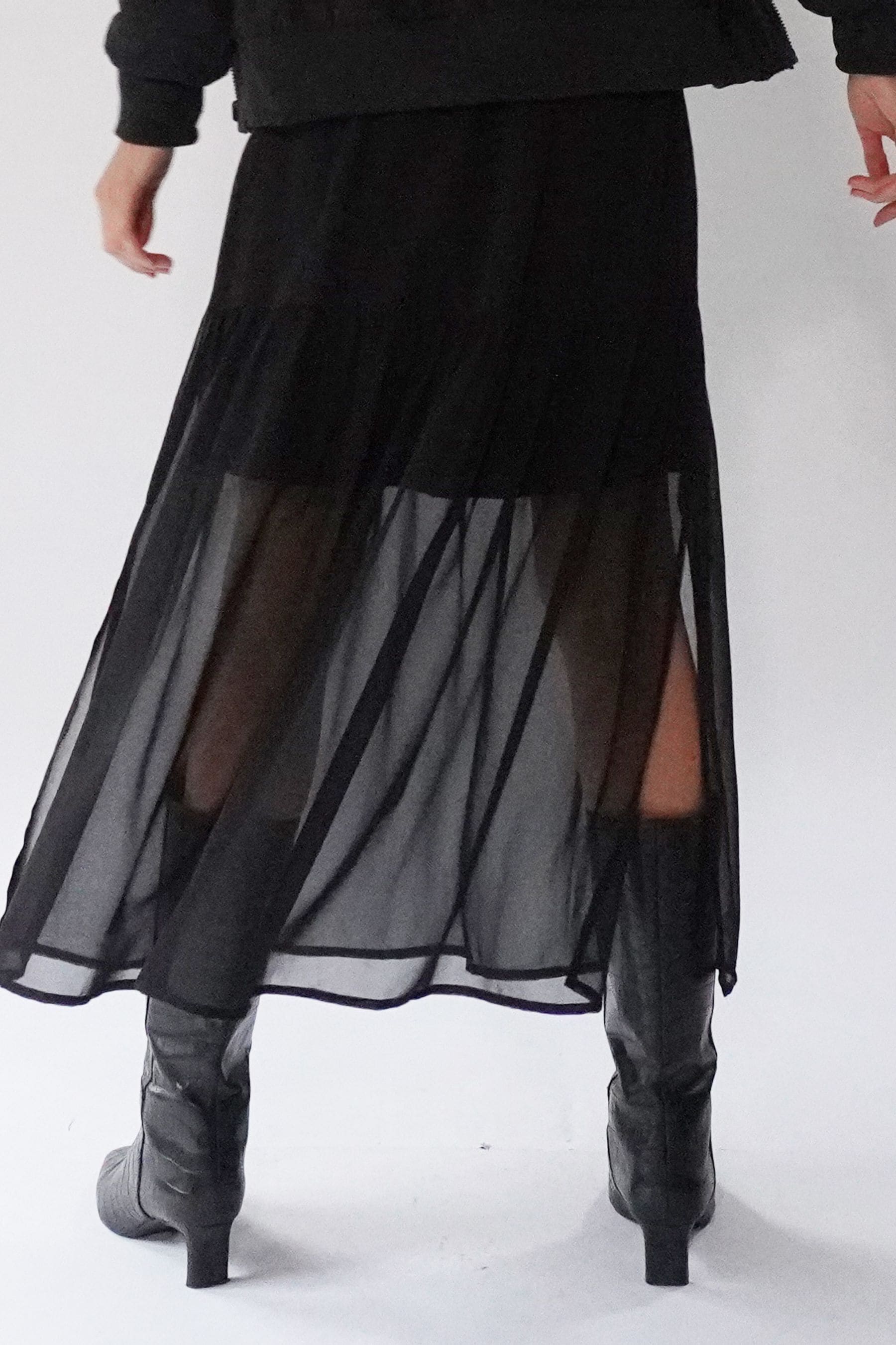 Long black georgette skirt online